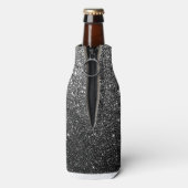 Elegant Faux Black Glitter Flesjeskoeler (Fles Achterkant)