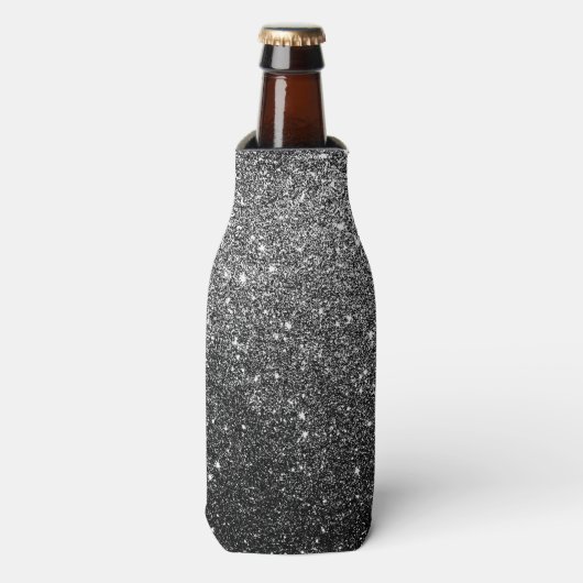 Elegant Faux Black Glitter Flesjeskoeler (Fles Voorkant)