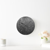 Elegant Faux Black Glitter Ronde Klok (Huis)