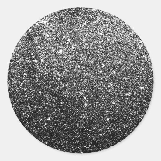 Elegant Faux Black Glitter Ronde Sticker (Voorkant)