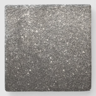 Elegant Faux Black Glitter Stenen Onderzetter