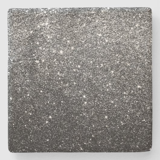 Elegant Faux Black Glitter Stenen Onderzetter (Voorkant)