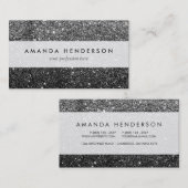 Elegant Faux Black Glitter Visitekaartje (Voorkant / Achterkant)