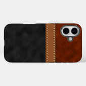 Elegant Faux Black Red Brown Leather Suede Print Case-Mate iPhone Case (Achterkant (horizontaal))