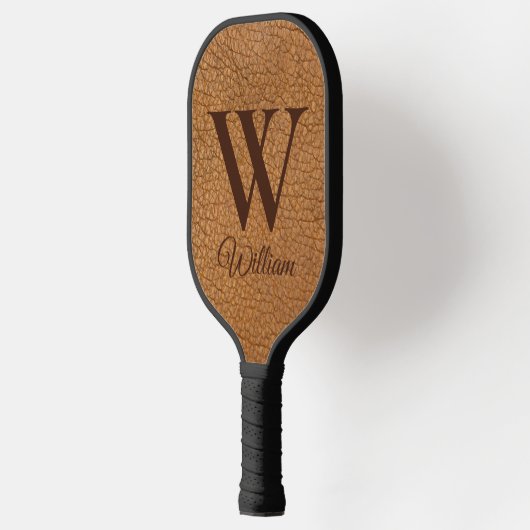Elegant Faux Bruin Initiaal met een monogramma van Pickleball Paddle (Links)