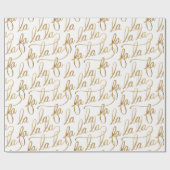 Elegant Faux Fa la Script Typografie Gold & White Cadeaupapier (Vlak)