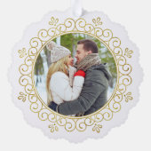 Elégant Faux Foil Frame Round Holiday Carte photo (Verso)