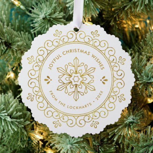 Elégant Faux Foil Frame Round Holiday Carte photo (Insitu (Arbre))