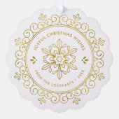 Elégant Faux Foil Frame Round Holiday Carte photo (Recto)