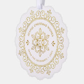 Elégant Faux Foil Frame Round Holiday Carte photo (Gauche)