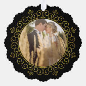 Elégant Faux Foil Frame Round Holiday Carte photo (Verso)