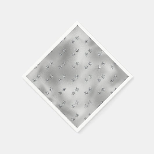 Elegant Faux Foil Silver Stars Christmas Servet (Hoek)