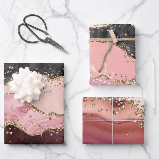 elegant faux glitter agate-patroon Verpakkingspapi Inpakpapier Vel (Voorkant)