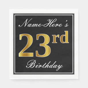 Elegant, Faux Gold 23rd Birthday + aangepaste naam Servet