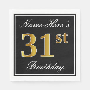 Elegant, Faux Gold 31st Birthday + Eigen naam Servet