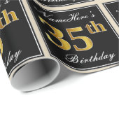 Elegant, Faux Gold 35th Birthday + Eigen naam Cadeaupapier (Rol Hoek)