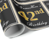 Elegant, Faux Gold 42e verjaardag + Eigen naam Cadeaupapier (Rol Hoek)