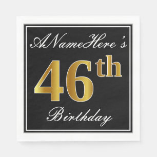 Elegant, Faux Gold 46th Birthday + Eigen naam Servet