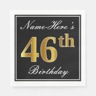 Elegant, Faux Gold 46th Birthday + Eigen naam Servet