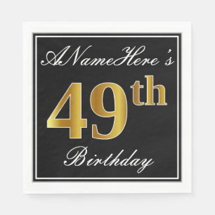 Elegant, Faux Gold 49th Birthday + Eigen naam Servet