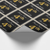 Elegant, Faux Gold 4th Birthday + Eigen naam Cadeaupapier (Hoek)
