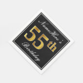 Elegant, Faux Gold 55th Birthday + Eigen naam Servetten (Hoek)