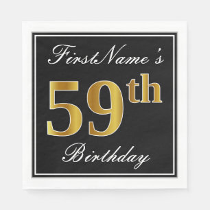 Elegant, Faux Gold 59th Birthday + Eigen naam Servet
