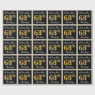 Elegant, Faux Gold 68th Birthday + Eigen naam Cadeaupapier