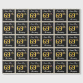 Elegant, Faux Gold 69th Birthday + Eigen naam Cadeaupapier (Vlak)