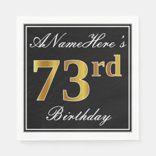 Elegant, Faux Gold 73rd Birthday + Eigen naam Servetten