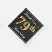 Elegant, Faux Gold 79th Birthday + Eigen naam Servetten (Hoek)