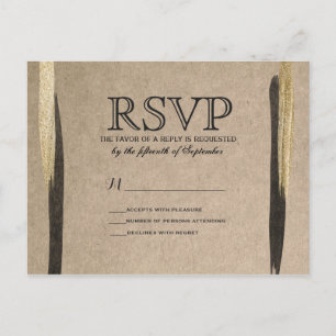 Elegant Faux Gold & Black Paint Strokes Uitnodiging Briefkaart