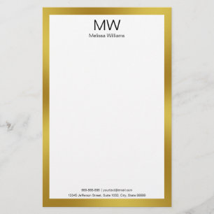 Elegant Faux Gold Border Monogram Business Briefpapier