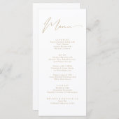 Elégant Faux Gold Calligraphy Script Menu Mariage (Devant / Derrière)