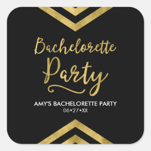 Elegant Faux Gold Chevron Bachelorette Party Vierkante Sticker