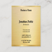 Elegant Faux Gold Classic American Text Visitekaartje (Achterkant)