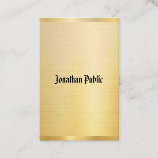 Elegant Faux Gold Classic Text  Sjabloon Visitekaartje (Voorkant)