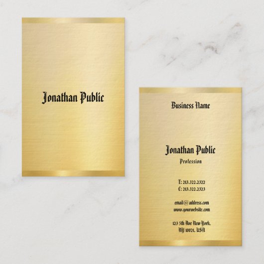 Elegant Faux Gold Classic Text  Sjabloon Visitekaartje (Voorkant / Achterkant)