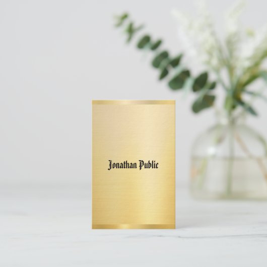 Elegant Faux Gold Classic Text  Sjabloon Visitekaartje (Staand voorkant)