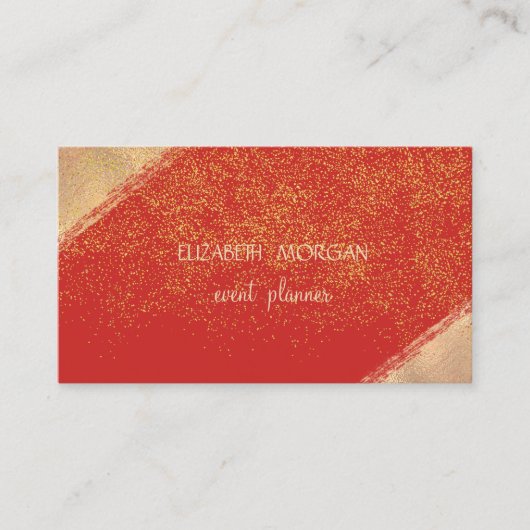 Elegant Faux Gold Confetti, rood Visitekaartje (Voorkant)