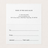 Élégant Faux Gold Dark Hair Certificat cadeau (Inside Unfolded)