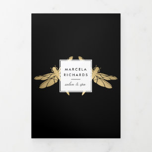 Elegant Faux Gold Dragonfly Duo Black Brochure Drieluik Kaart