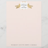 Elegant Faux Gold Dragonfly Duo op Roze Custom Briefhoofd (Voorkant)