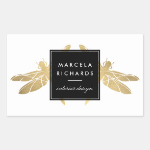 Elegant Faux Gold Dragonfly Duo Rechthoekige Sticker
