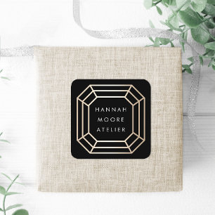 Elegant Faux Gold Edelsteen Logo Vierkante Sticker
