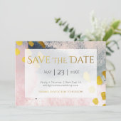 Elegant Faux Gold en Blush Custom No Photo Save The Date (Staand voorkant)