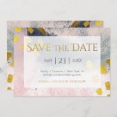 Elegant Faux Gold en Blush Custom No Photo Save The Date (Voorkant / Achterkant)