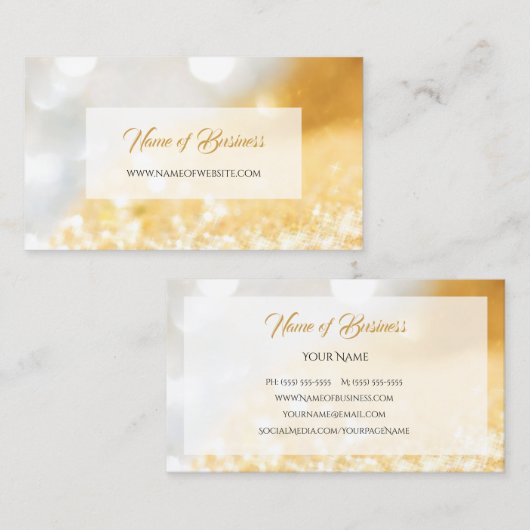 Elegant FAUX Gold en Silver Glitter Bokeh Sparkle Visitekaartje (Voorkant / Achterkant)