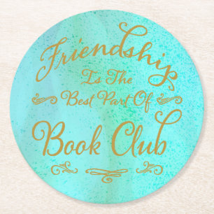 Elegant Faux Gold en Waterverf Book Club Ronde Kartonnen Onderzetter