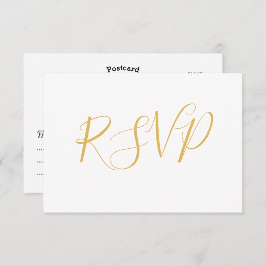 Élégant Faux Gold Foil | Carte postale RSVP de mar (Devant / Derrière)